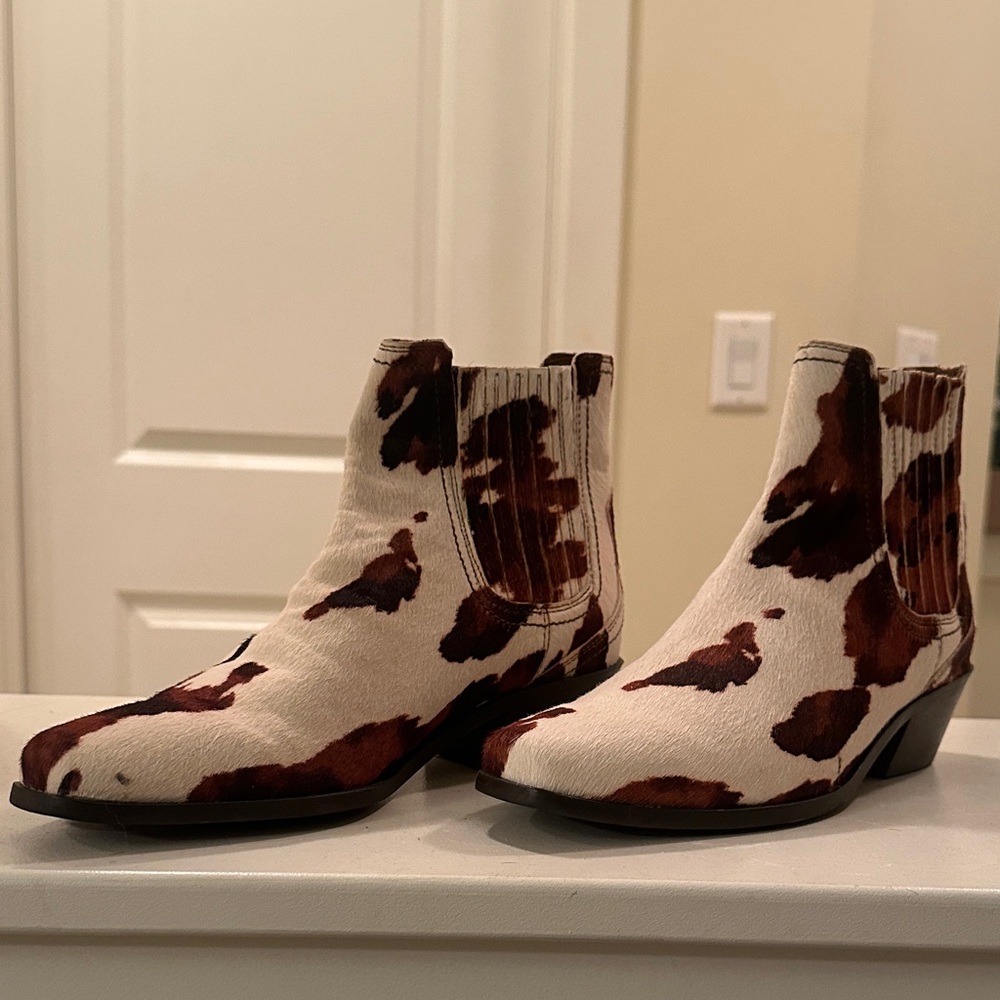 Zara Cow Print Ankle Boots